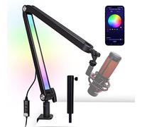 SUNMON - Braccio per microfono con luce RGB per HyperX QuadCast, Blue Yeti, Shure SM7B, Rode e la maggior parte dei microfono da gioco, supporto per da scrivania per la maggior parte dei microfono USB