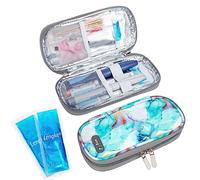SUNMON Custodia da viaggio per insulina con 2 confezioni di ghiaccio, custodia compatta per diabetici, organizer da viaggio impermeabile, custodia per insulina, foglio di alluminio isolante per
