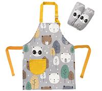 SUNNEKO Grembiule Cucina Bambini, Grembiule Scuola Elementare Bambino, Grembiule Pittura Bambini, Bambina Pittura Asilo Regolabile Per Con Tasche, Impermeabile Da Chef Per Cottura Artigianato