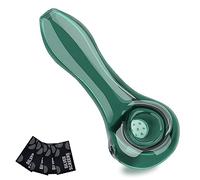 SUNNEKO Pipa in vetro con 7 fori, elegante cucchiaio in vetro, resistente al calore, facile da pulire, regalo per amici, compagni, padri, 11 cm