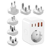 SUNNIFLY Adattatore Universale da Viaggio, Adattatore da viaggio con 2 USB e 2 USB-C per Regno Unito/Europa/Australia/Cina/Giappone/Sudafrica