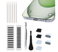 SUNNIFLY Kit di Pulizia per Cellulari, Comprendente Tappi Antipolvere, Cotton Fioc, Spazzolini e Pinzette, Adatto per Connettori Auricolari, USB-C e Lightning