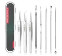 SUNNIFLY Kit Pulizia Viso, 8 Attrezzi per Togli Punti Neri e Schiaccia Brufoli, Set Professionale Attrezzo Punti Neri Rimozione, Include Ago per Acne, Pinza Cellulare, Pinzette, ecc