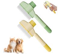 SUNNIFLY Spazzola per Gatti e Cani, Pettine Rimuovi Pelo Morto con Impugnatura Ergonomica, Massaggia la Pelle e Riduce i Nodi, Adatto per Gatti e Cani a Pelo Lungo (Verde/Giallo)