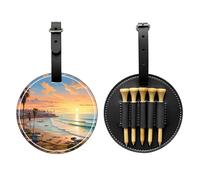 Sunny Beach - Borsa portaoggetti per tee da golf con stampa, design portatile, facile da organizzare, Nero, One Size