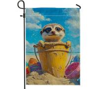 Sunny Beach Bucket Garden Flag, Yellow Sand Toys Outdoor Decor Banner, Double Sided iuta Summer Home Decoration Fun Lawn Flag for Beach Party 30,5 x 45,7 cm