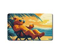 Sunny Bear, tappetino scolapiatti per bancone della cucina, stile spiaggia tropicale, arancione, in gomma assorbente, tappetino scolapiatti per cucina estiva, 30,5 x 50,8 cm
