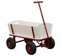 Sunny Billy Beach Wagon Rosso | Carrello da Giardino, Spiaggia | In Legno, 4 ruote, da Esterno, da Mare| 94x61x97cm - Max 100kg