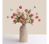 SUNNY BROOK Fiori artificiali di tarassaco con vaso in legno, 7 pezzi, crisantemo artificiale, decorazione floreale per la casa, matrimoni, centrotavola, decorazione per soggiorno, scrivania (beige e