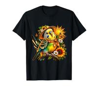 Sunny Budgie con Girasoli e Farfalle Maglietta