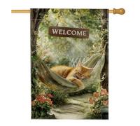Sunny Cat amaca bandiera da giardino, bandiera arancione gattino benvenuto decorazione per la primavera estate all'aperto decorazione della casa su entrambi i lati carino cortile bandiera 71 x 101 cm
