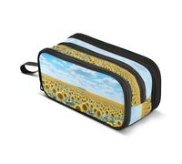 Sunny Day - Astuccio con girasole, grande capacità, per ragazzi e ragazze, astuccio a 3 scomparti, per studenti, cancelleria, pennarelli, per scuola, ufficio, lavoro, Girasole Sunny Day, Taglia unica,