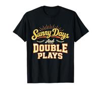 Sunny Days And Double Plays Baseball Retro Youth Game Humor Maglietta