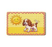 Sunny Dog - Tappetino scolapiatti per bancone della cucina, in gomma assorbente per cuccioli, colore giallo brillante, design giocoso estivo, per la decorazione della casa, 30,5 x 50,8 cm