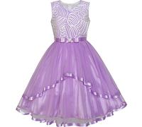 Sunny Fashion Abito da ragazza Fiore Blu Belted Matrimonio Partito Damigella d'onore 4-12 Anni, viola., 12 anni