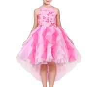 Sunny Fashion Ragazze Cavezza Vestito Rosa Tiered Pageant Hi-Lo Schiena Vuota Principessa Festa 7 Anni