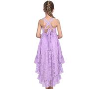 Sunny Fashion Vestito Bambina Lilla Pizzo Floreale Hi-Lo Cinghia Estate Vacanza Elegante Principessa 12 Anni