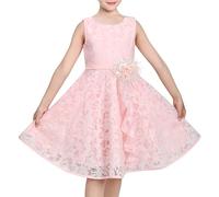 Sunny Fashion Vestito Bambina Rosa Grande Fiore Tradizionale Formale Damigella d'Onore Compleanno 7-8 Anni
