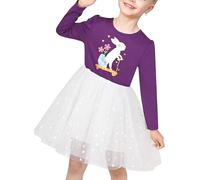 Sunny Fashion Vestito Bambina Viola Pasqua Coniglietto Caccia alle Uova Cuore Festa Manica Lunga 6 Anni