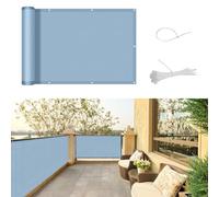 SUNNY GUARD Frangivisto Balcone 90x300cm Protezione Privacy,Protezione UV,Antivento e Impermeabile Copri Ringhiera Balcone per Giardino terrazza con Fascetta,Grigio-Blu