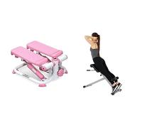 Sunny Health and Fitness 45 Degree Hyperextension Roman Chair, Steel, Grey, One Size SF-BH6629 + Exercise Stepping Machine, Portable Mini Stair Stepper for Home, Desk or Office Workouts