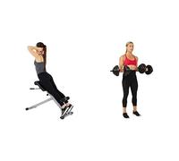 Sunny Health and Fitness 45 Degree Hyperextension Roman Chair, Steel, Grey, One Size SF-BH6629 + Exercise Vinyl 18 KG Dumbbell Set Hand Weights for Strength Training, Weight Loss, Workout Bench