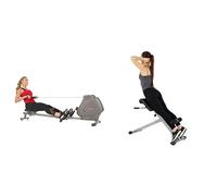 Sunny Health and Fitness 45 Degree Hyperextension Roman Chair, Steel, Grey, One Size SF-BH6629 + Foldable and Compact Magnetic Rowing Machine, 130 KG Max, LCD Display, Super Quiet