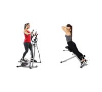 Sunny Health and Fitness 45 Degree Hyperextension Roman Chair, Steel, Grey, One Size SF-BH6629 + Legacy Stepping Elliptical Machine, Ultra- Quiet Magnetic Belt Drive