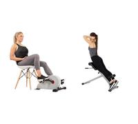 Sunny Health and Fitness 45 Degree Hyperextension Roman Chair, Steel, Grey, One Size SF-BH6629 + Magnetic Under Desk Pedal Exerciser, Dual Function Mini Exercise Cycle Bike