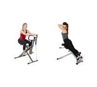 Sunny Health and Fitness 45 Degree Hyperextension Roman Chair, Steel, Grey, One Size SF-BH6629 + Row-N-Ride™ PRO Squat Assist Trainer, Rowing Machine w/Digital Monitor & Resistance Bands