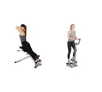 Sunny Health and Fitness 45 Degree Hyperextension Roman Chair, Steel, Grey, One Size SF-BH6629 + Twister Stepper Machine, Height Adjustable, Stairs Step Exercise W/Handlebars & LCD Monitor