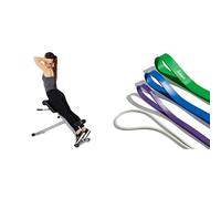 Sunny Health and Fitness 45 Degree Hyperextension Roman Chair, Steel, Grey, One Size SF-BH6629 + Versatile Resistance Bands (Single or Combination Set) - 4.5-35kg Combo