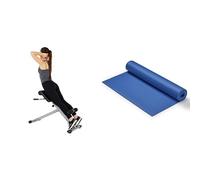 Sunny Health and Fitness 45 Degree Hyperextension Roman Chair, Steel, Grey, One Size SF-BH6629 + Yoga Mat - Blue