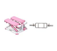 Sunny Health and Fitness Exercise Stepping Machine, Portable Mini Stair Stepper for Home or Office + 86 cm Olympic Triceps Bar with Ring Collars, Olympic Weight for Weightlifting and Bodybuilding