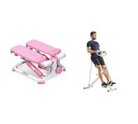 Sunny Health and Fitness Exercise Stepping Machine, Portable Mini Stair Stepper for Home or Office + Row-N-Ride Squat Assist Trainer for Glutes & Full Body Cardio Workout