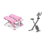 Sunny Health and Fitness Exercise Stepping Machine, Portable Mini Stair Stepper for Home or Office + Smart Folding X-Bike, Portable Compact Exercise Bike, 14-Level Magnetic Resistance