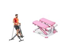 Sunny Health and Fitness Exercise Stepping Machine, Portable Mini Stair Stepper for Home or Office + Upright Row-N-Ride, Versatile Full-Body Workout Squat Assist Trainer