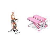Sunny Health and Fitness Squat Assist Upright Row-N-Ride Rowing Machine, Horse Riding Machine + Exercise Stepping Machine, Portable Mini Stair Stepper for Home or Office