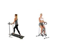 Sunny Health and Fitness Squat Assist Upright Row-N-Ride Rowing Machine, Horse Riding Machine + Foldable Manual Treadmill, Compact Cardio Fitness, Durable Non-Electric Incline Exercise