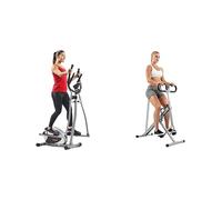 Sunny Health and Fitness Squat Assist Upright Row-N-Ride Rowing Machine, Horse Riding Machine + Legacy Stepping Elliptical Machine, Total Body Trainer with Ultra- Quiet Magnetic Belt Drive