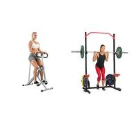 Sunny Health and Fitness Squat Assist Upright Row-N-Ride Rowing Machine, Horse Riding Machine + Power Zone Squat Stand Rack Power Cage - SF-XF9931