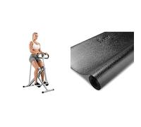 Sunny Health and Fitness Squat Assist Upright Row-N-Ride Rowing Machine, Horse Riding Machine + Treadmill Mat -Small - NO. 083, Black