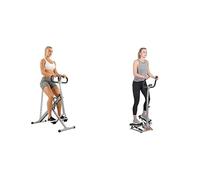 Sunny Health and Fitness Squat Assist Upright Row-N-Ride Rowing Machine, Horse Riding Machine + Twister Stepper Machine, Height Adjustable Stepper w/Handlebars & LCD Monitor