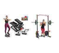 Sunny Health and Fitness Total Body Smart 2-in-1 Stepper Machine, Total Body Workout, Adjustable + Power Zone Squat Stand Rack Power Cage - SF-XF9931