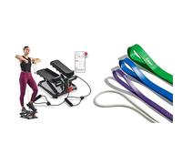 Sunny Health and Fitness Total Body Smart 2-in-1 Stepper Machine, Total Body Workout, Adjustable + Versatile Resistance Bands (Single or Combination Set) - 4.5-35kg Combo