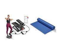 Sunny Health and Fitness Total Body Smart 2-in-1 Stepper Machine, Total Body Workout, Adjustable + Yoga Mat - Blue