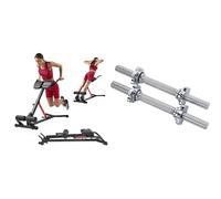 Sunny Health and Fitness Unisex's Station-SF-BH620062 Hyperextension Roman Chair with Dip Station + 35.5 cm Threaded Chrome Dumbbell Bar