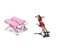 Sunny Health and Fitness Unisex's Station-SF-BH620062 Hyperextension Roman Chair with Dip Station + Exercise Stepping Machine, Portable Mini Stair Stepper for Home, Desk or Office Workouts