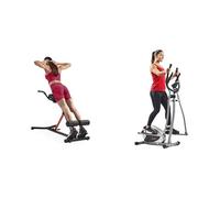Sunny Health and Fitness Unisex's Station-SF-BH620062 Hyperextension Roman Chair with Dip Station + Legacy Stepping Elliptical Machine, Ultra- Quiet Magnetic Belt Drive