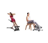 Sunny Health and Fitness Unisex's Station-SF-BH620062 Hyperextension Roman Chair with Dip Station + Magnetic Under Desk Mini Exercise Cycle Bike, Dual Function Pedal Exerciser